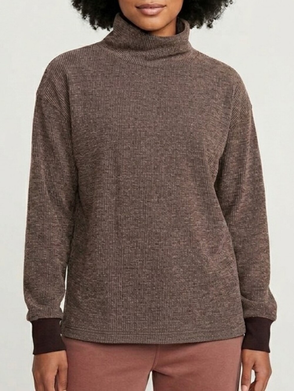 NWT Nike Yoga Luxe Therma-Fit Textured Brown Sweater Pullover Womens Size S